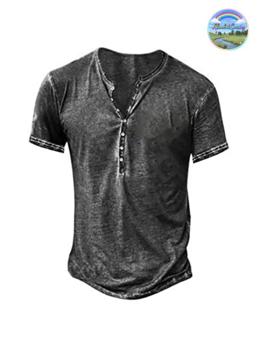 Men's Distressed Henley T-Shirt Slim Fit Short Sleeve V-Neck Cotton Tee